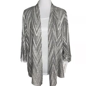 Alfred Dunner Gray Chevron Cardigan